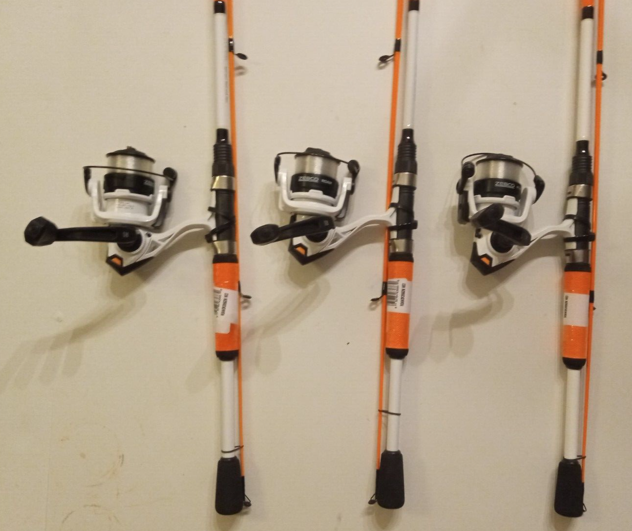 lot of 3 new Zebco Roam Spinning combo 3000 Reel w/ 6'6" Rod orange/white 5:2:1