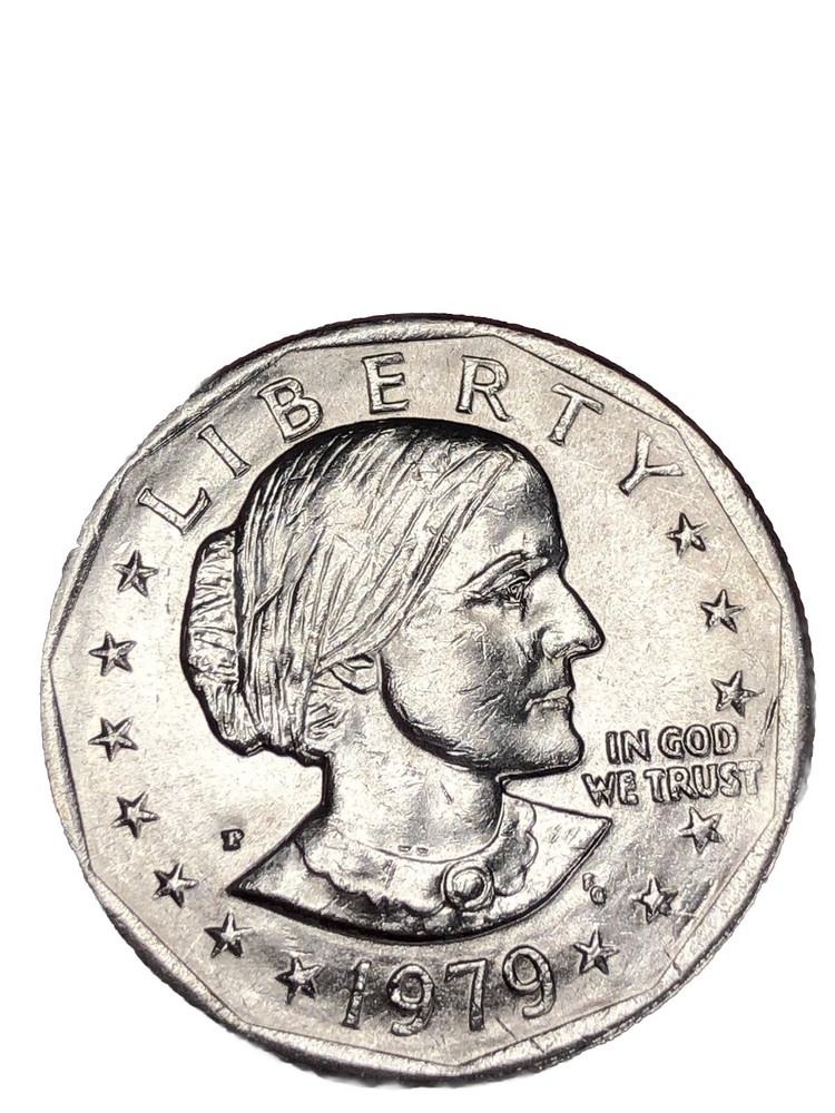 1979 P Susan B Anthony Dollar, Strike Error, Mint Mark Heavy “P”, Edge Error