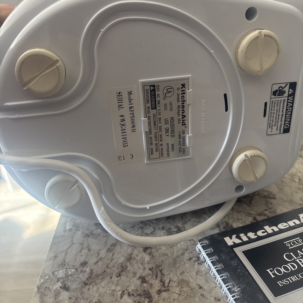 KitchenAid KFP500WH Classic 9 Cup Food Processor White Complete Set W/Box EUC