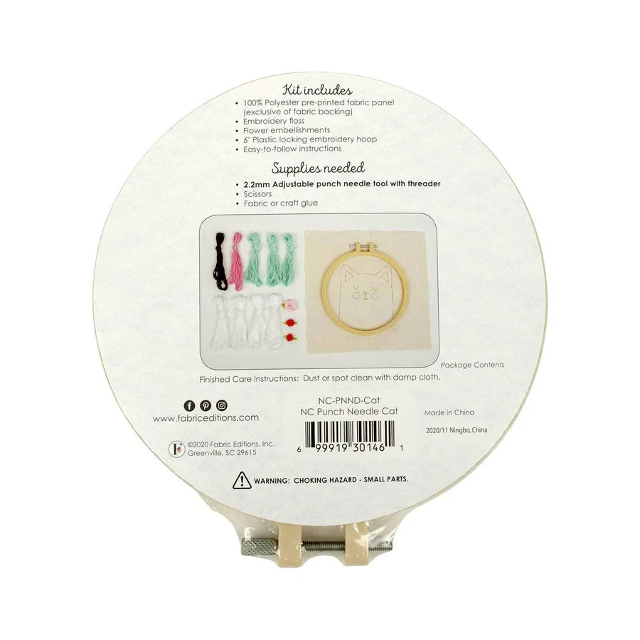 Needle Creations Punch Needle Kit 6" Hoop - "Cat"