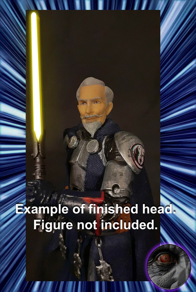 Star Wars Old Jedi Don-Wan Custom Head Cast Only 1:12th or 6-7" scale