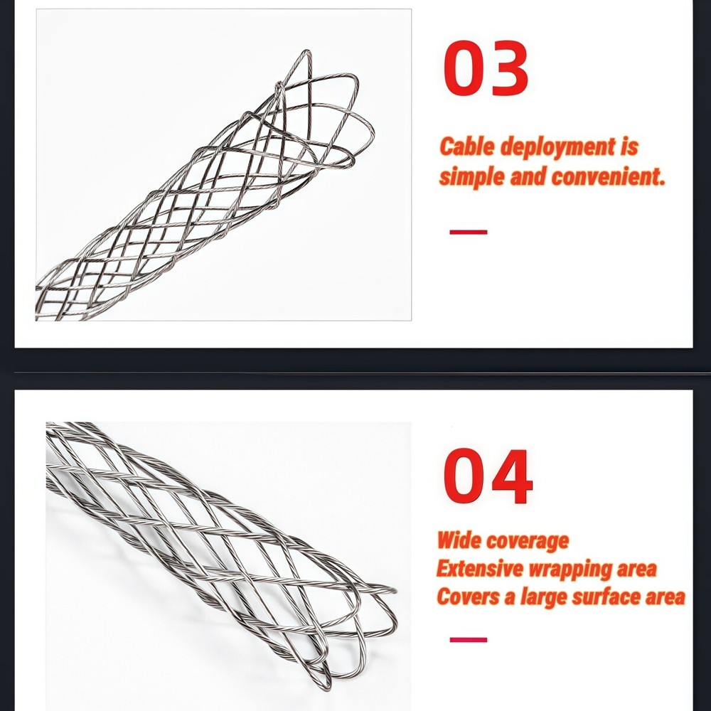 1/2" Cable Pulling Grip Mesh Sock Galvanized Steel Wire Traction Net Sleeve
