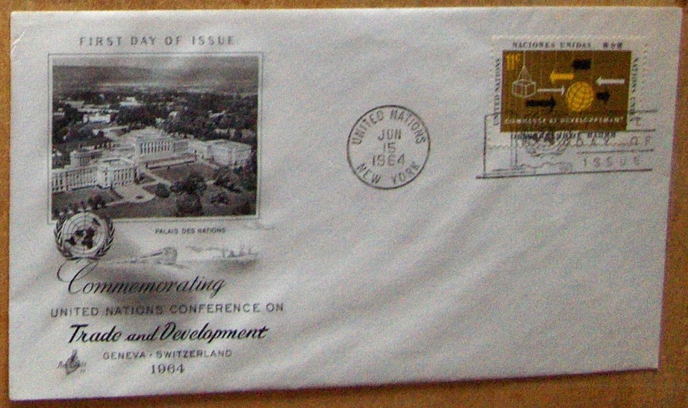 UN FDC COMMEMORATING TRADE & DEVELOPMENT, NY 6/15/1964.