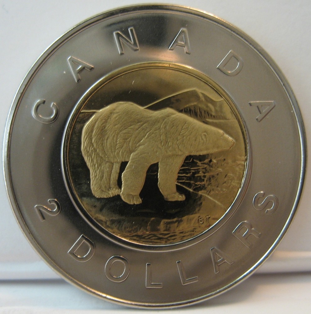 Canada 1998 ( no "w" ) $2 Polar Bear NBU (Proof-Like)