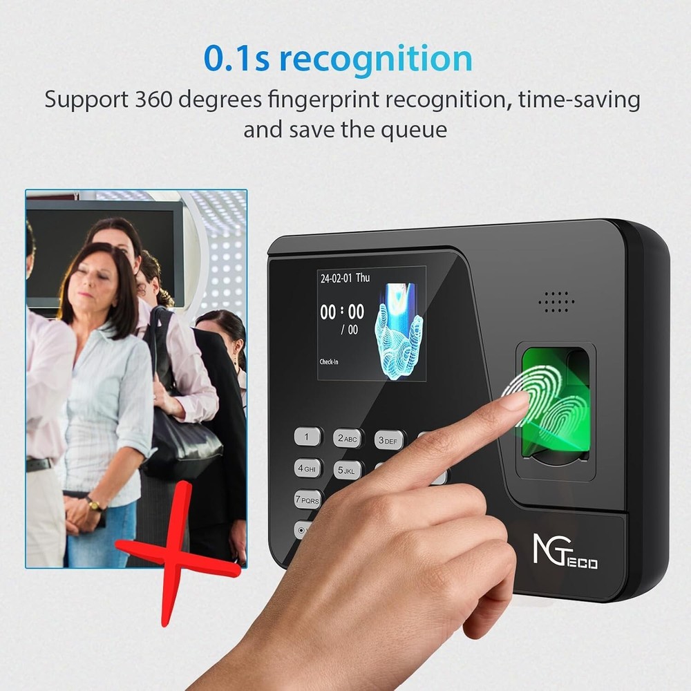NGTeco AS10-B Standalone Time Clock Automatic Punch In Office Machine