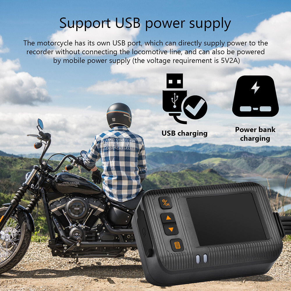 Motorcycle DVR Dash Cam 1080P Front Rear Camera Night Vision Loop Recording