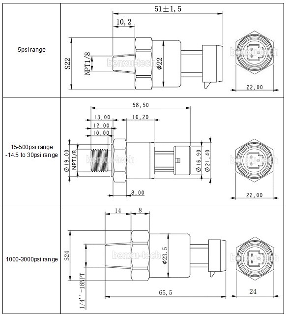 0.3m Wire Pressure Sensor Transmitter Transducer Sender for non-corrosive medium