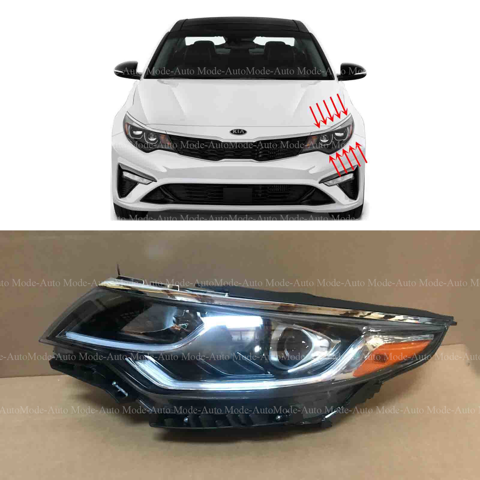 Headlight for 2019 2020 Kia Optima 92101-D5500 Driver Projector w LED DRL w Bulb