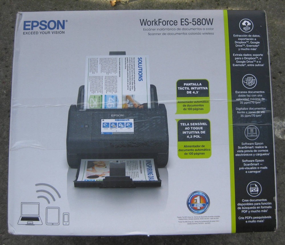 Epson Workforce ES-580W Wireless Color Duplex Desktop Document Scanner