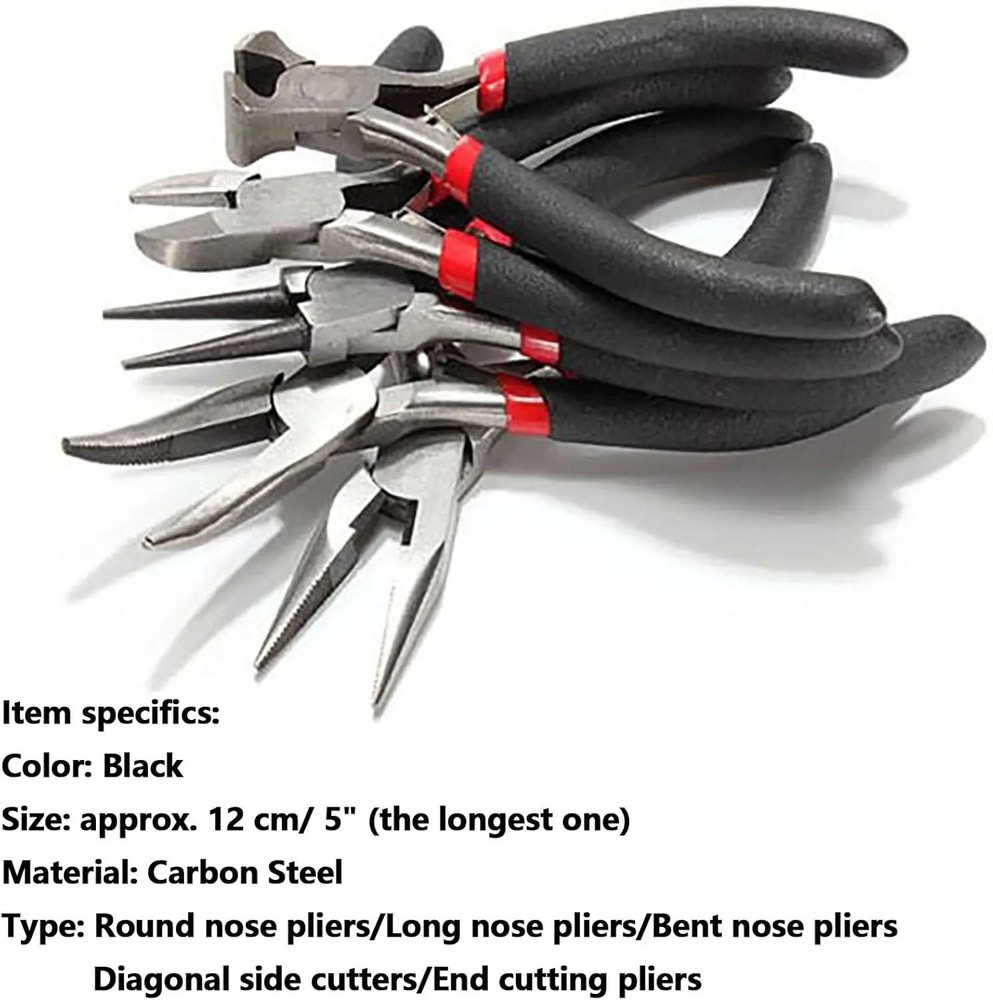 5Pc Jewelry Pliers Set Beading Wire Wrapping DIY Tools Kit