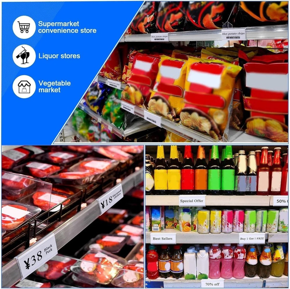 Metro Shelf Label Clips - 200 Wire Rack Labels with Inserts