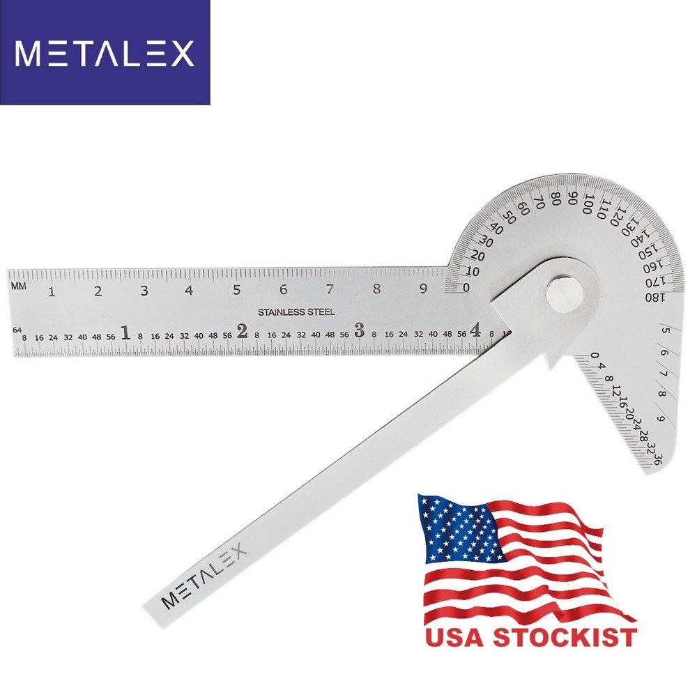 Multi Purpose Use Protractor Rule & Gauge 5 IN 1 Application STAINLESS STEEL