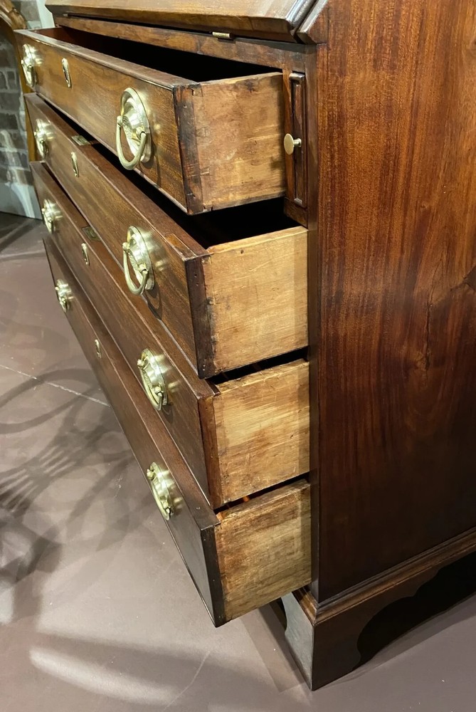 18th c Massachusetts Fall Front Desk in Mahogany