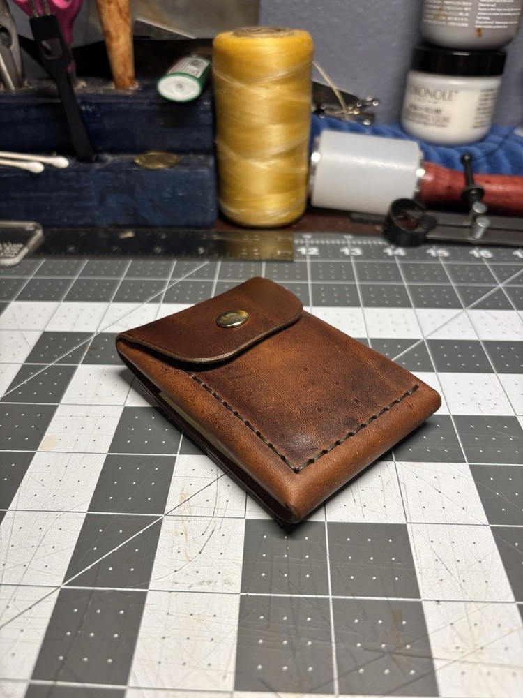 Handmade Leather Vertical Pocket Bifold Wallet – Slim & Durable