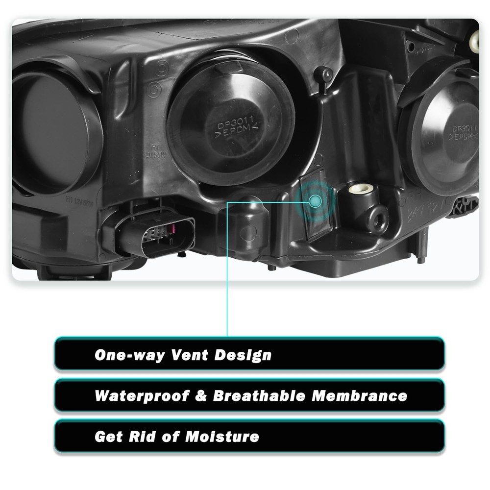 Headlight Assembly for 2012-2014 Focus Chrome Housing Right Passenger Side