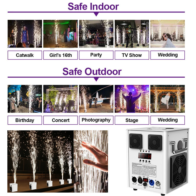 Cold Spark Machine Firework Machine Stage Effect DMX Wedding Party Sparkle 700W