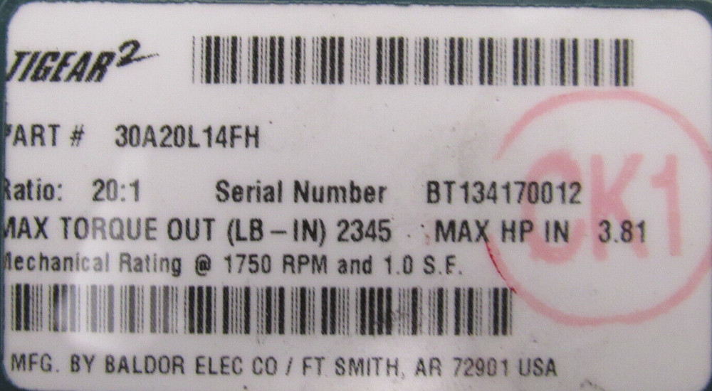 NEW DODGE 30A20L14FH GEAR REDUCER 20:1