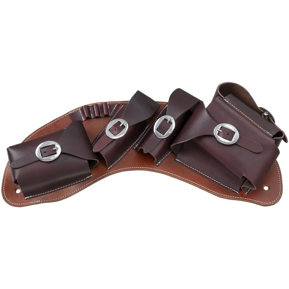 Western Saddle Leather Medicine Cantle Bag - Silver Royal