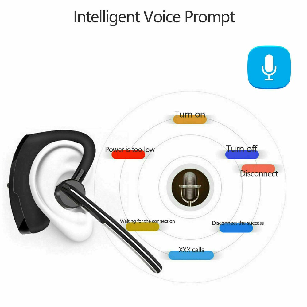 Universal Bluetooth Headset Business Wireless Earpiece for Left and Right Ears