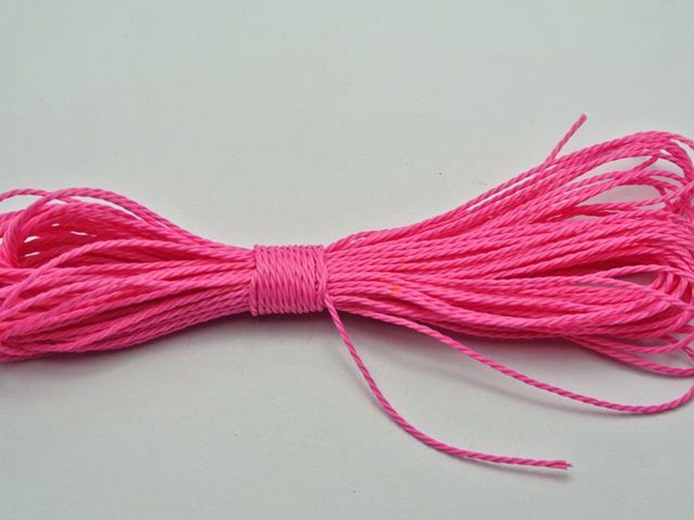 50 Meters Bright Pink Waxed Polyester Twisted Cord 1mm Macrame String Thread