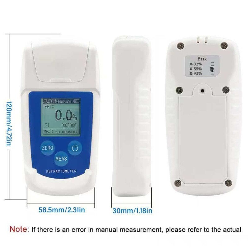Handheld Digital Sugar Refractometer Battery Operated Backlight Screen Sugar