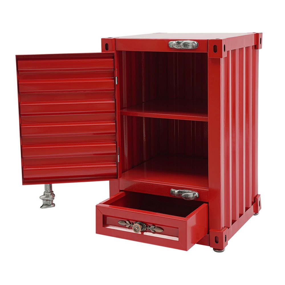 Industrial Metal Container Side Table Side Table with Drawer Container Cabinet