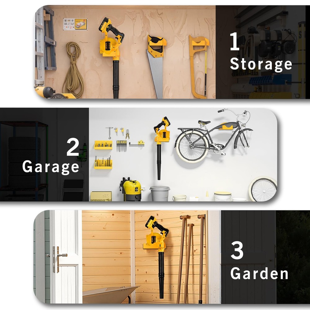 Leaf Blower Rack, Wall-Mounted Tool Hanger Compatible with DCE100B, Grass Tri...