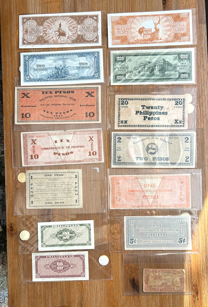 PHILIPPINES WWII 14 BANKNOTES