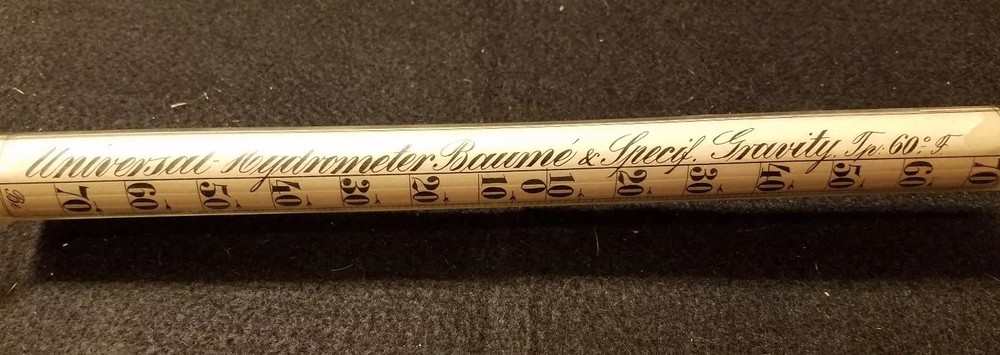 Antique Universal Bawme & Specific Gravity Hydrometer for liquids Temp 60F