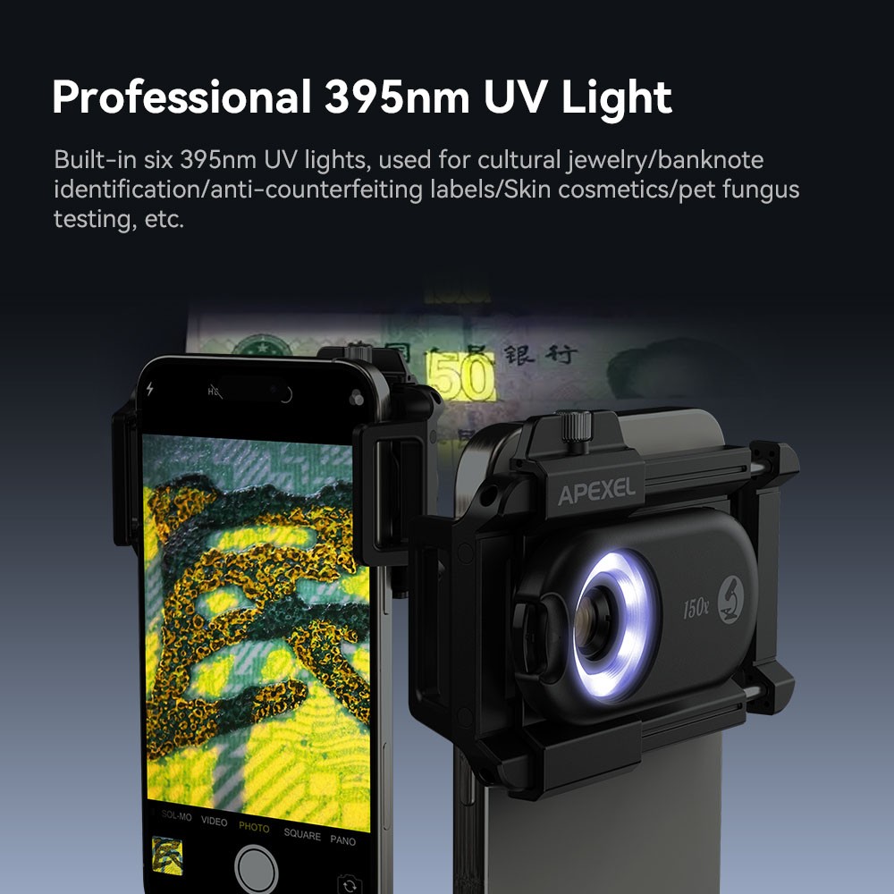 Apexel LED Microscope Set Featuring 150X Macro Lens for Enhanced Observation