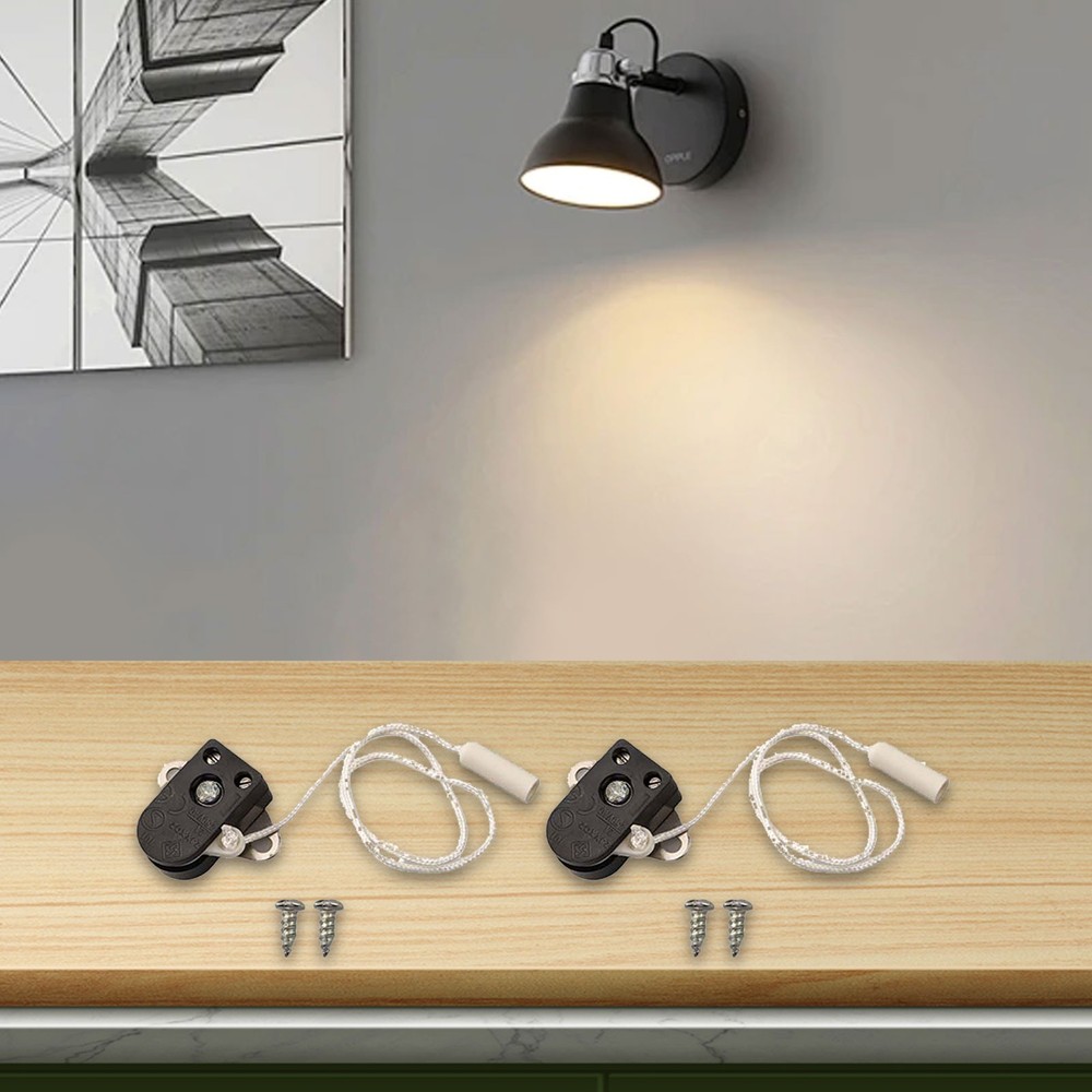 2PCS Pull Switch with Cord for Lighting Control 2A 250V Compact Design