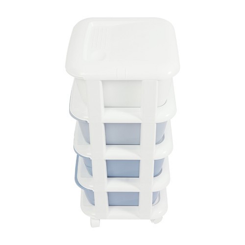 4 Tier Gradient Organizer Storage Box Blue Gradient with Wheels Pushable