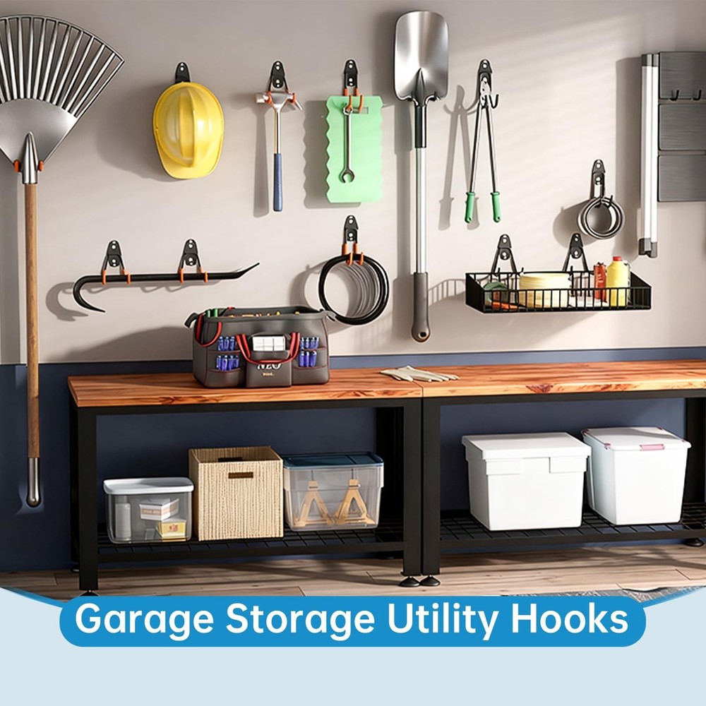 2 Pack Garage Storage Utility Hooks，Garage Garden Tool Organizer，S