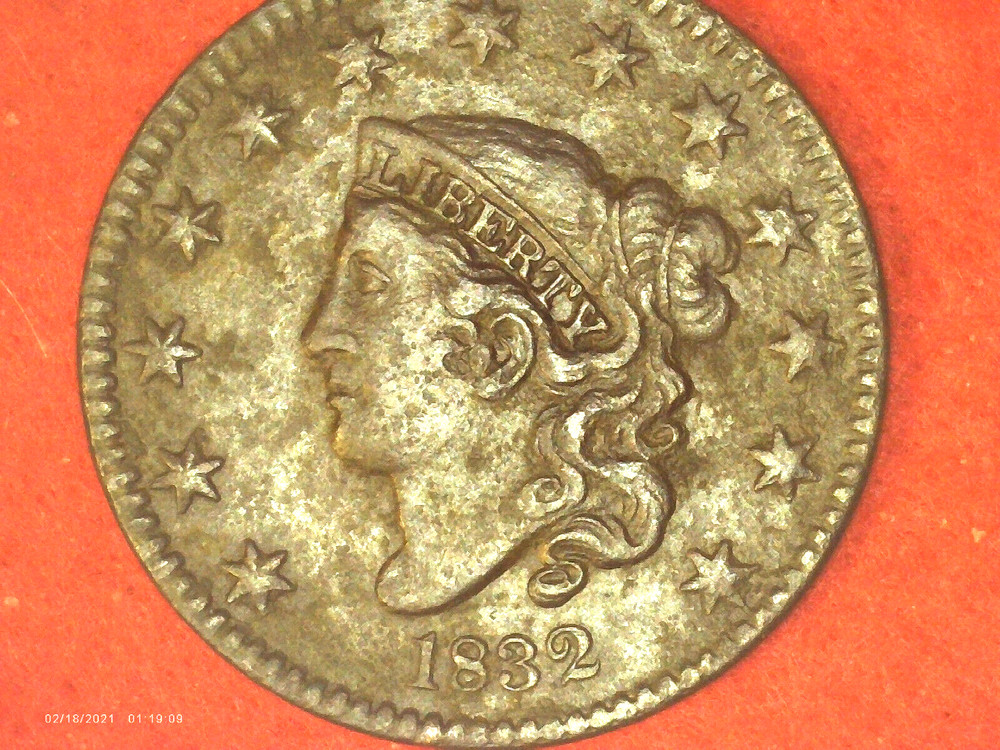 1832 Coronet Head Large Cent Medium Letters