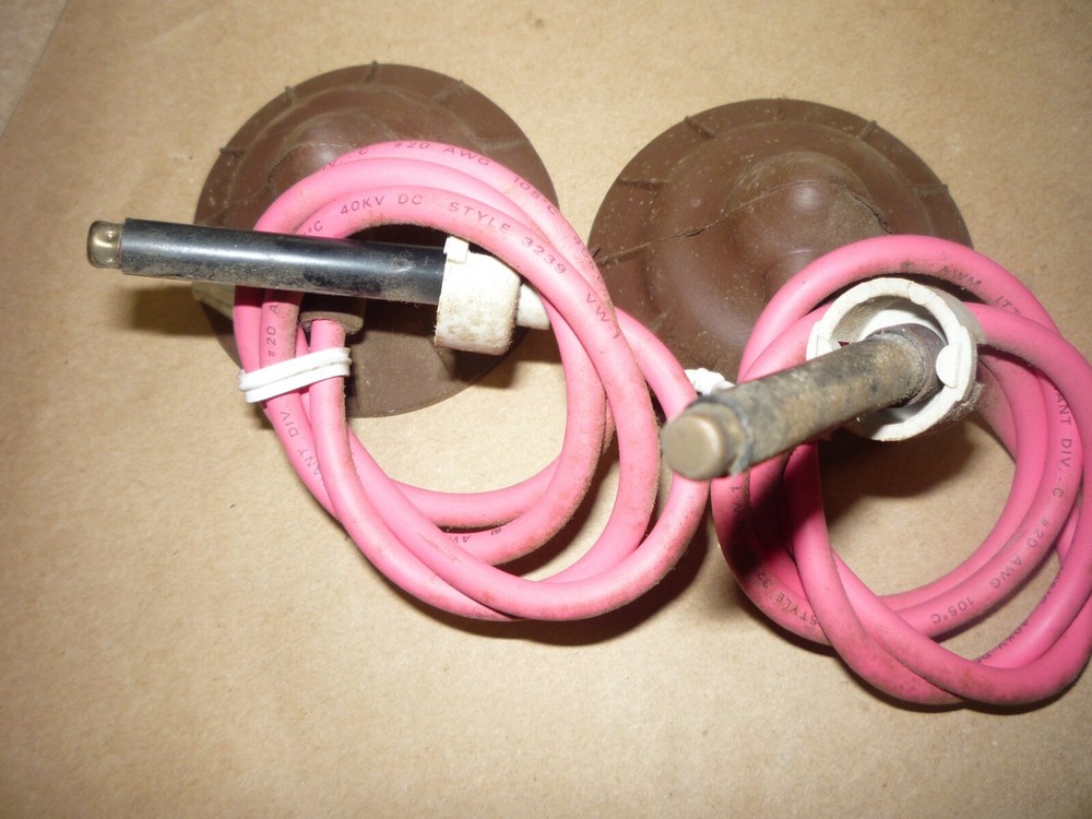 PAIR 40 KVDC breakdown high-Voltage Wire for Cathode Ray Tube WITH CAP !!