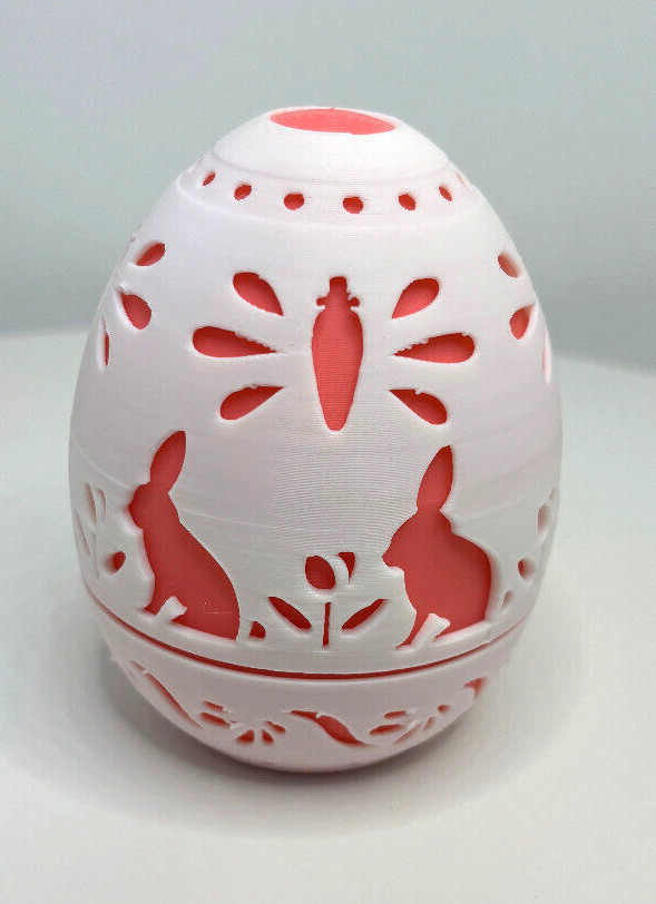 3D Printed Bunny Carved Easter Egg and Flexible Bunny!