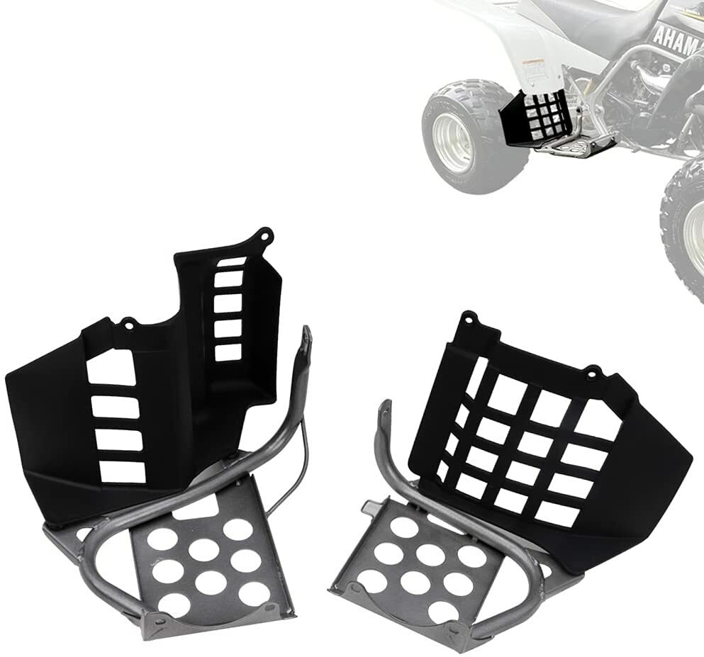 Heel Guards Footrest For 1990-2006 Yamaha Banshee LH+RH Nerf Bars Black+Silver