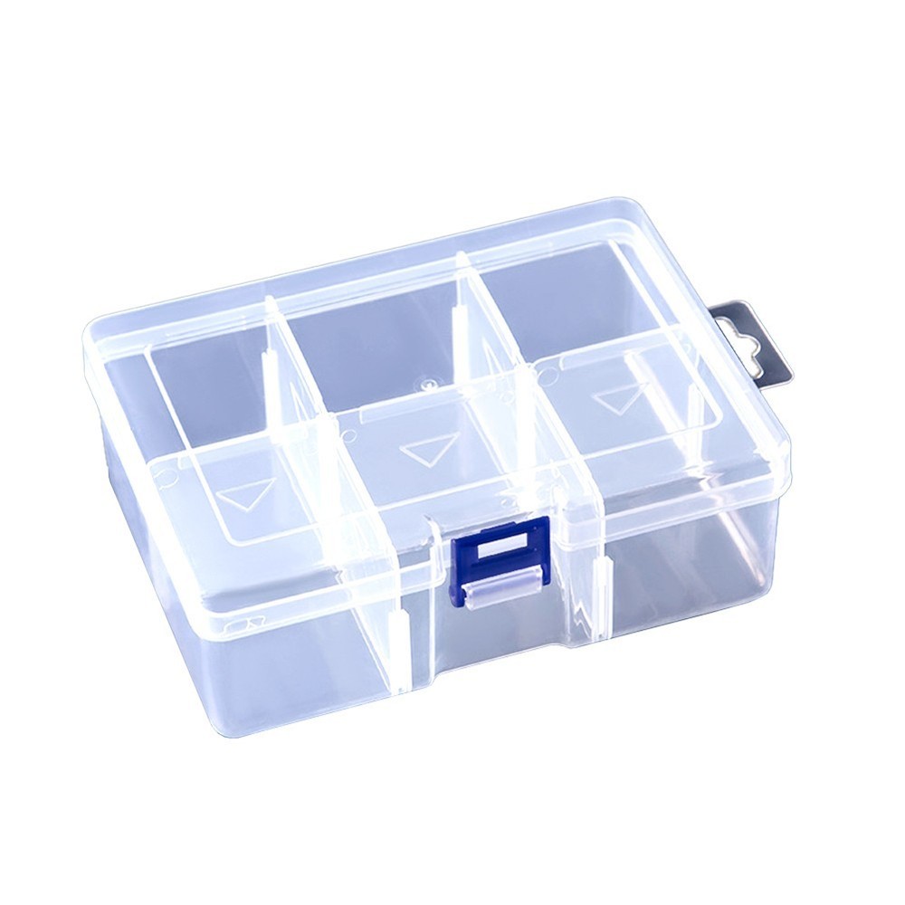 Secure Lockable Plastic Organizer Case with 6 Grids for Small Accessories