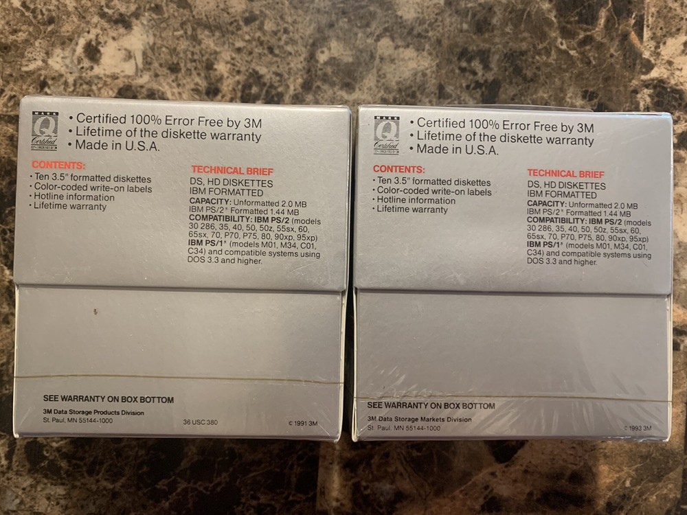 Set Of 2- 3M Imation Diskettes 3.5” 10 per package Double Sided High Density