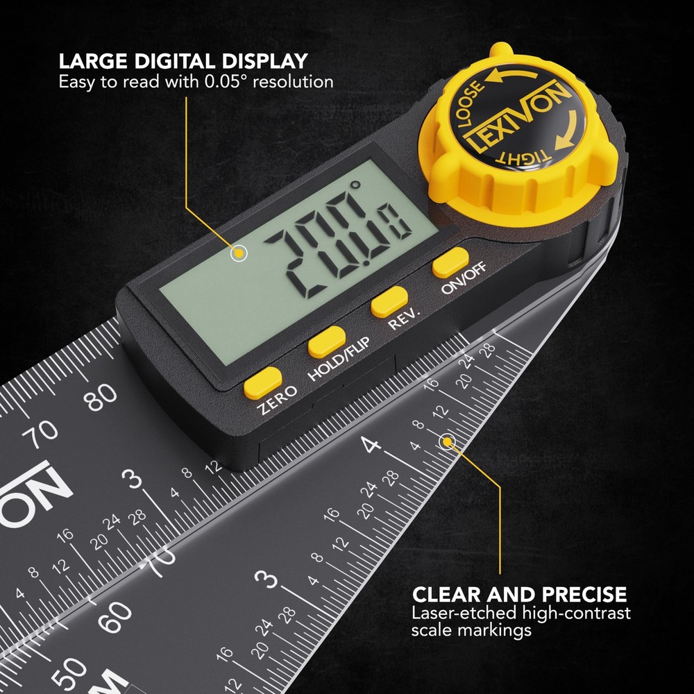 Aluminum Digital Angle Finder Gauge 5inch/130mm Multipurpose Protractor Includes