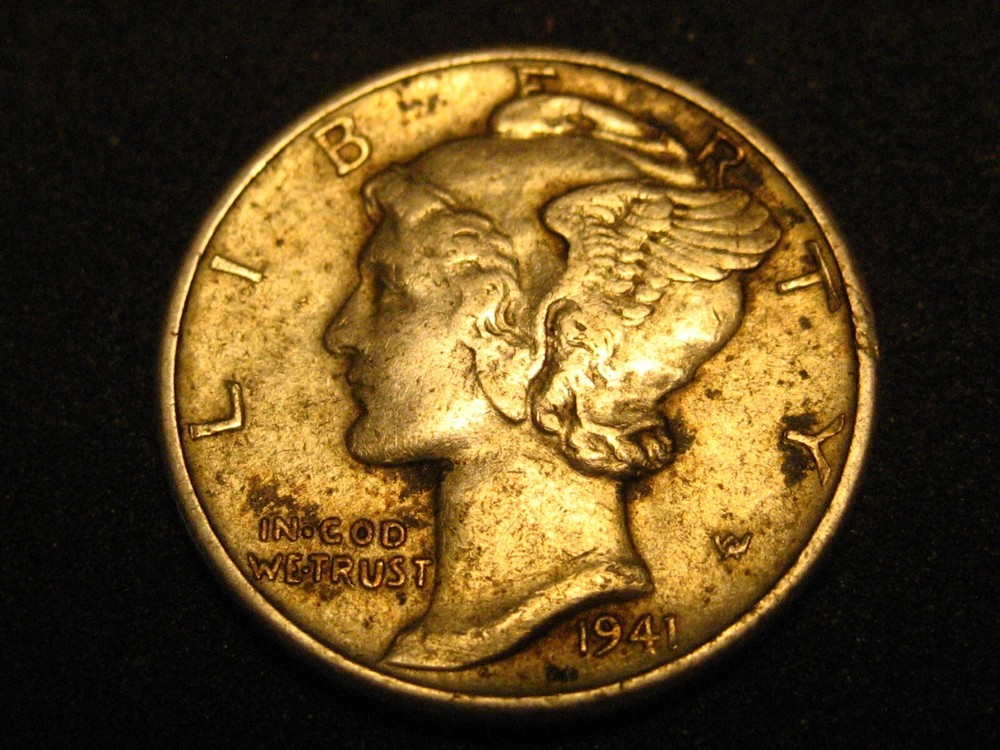 1941-D 90% Silver Mercury Head Dime XF #3