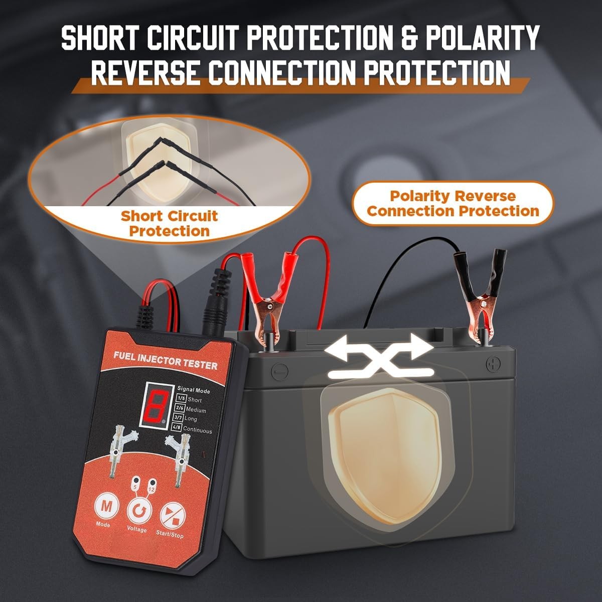 Universal Fuel Injector Tester Cleaner Tool Kit, 6 Size Cleaning Adapters 8 Puls