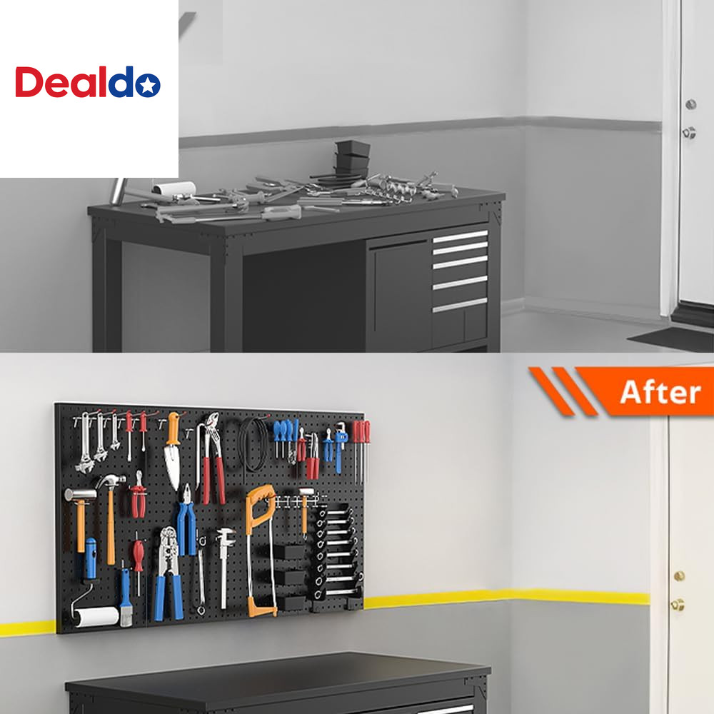 4 Pcs Metal Pegboard Wall Panels, Peg Boards for Garage Tool Storage