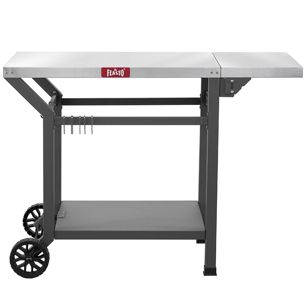 Movable Grill Table with Folding Side Table, Pizza Oven Table as BBQ Food Pre...