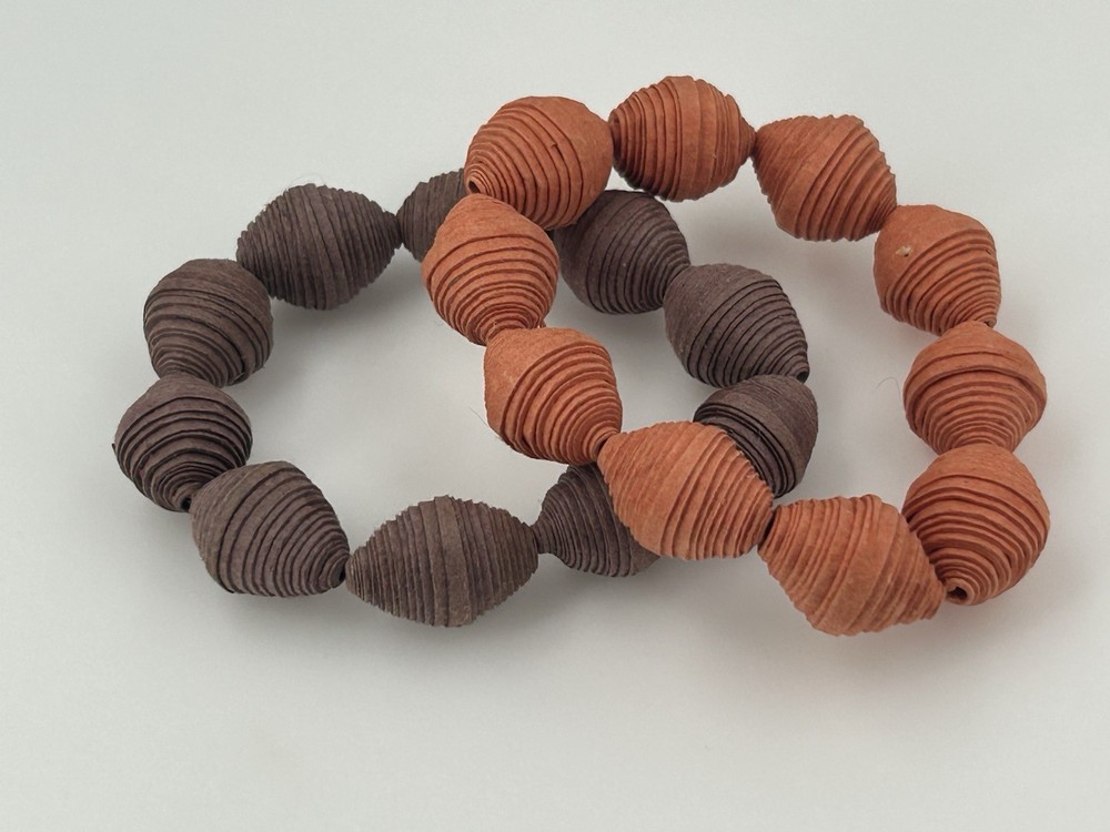 Vintage Purple & Orange Thread Wrapped Boho Stretch Bracelets Set