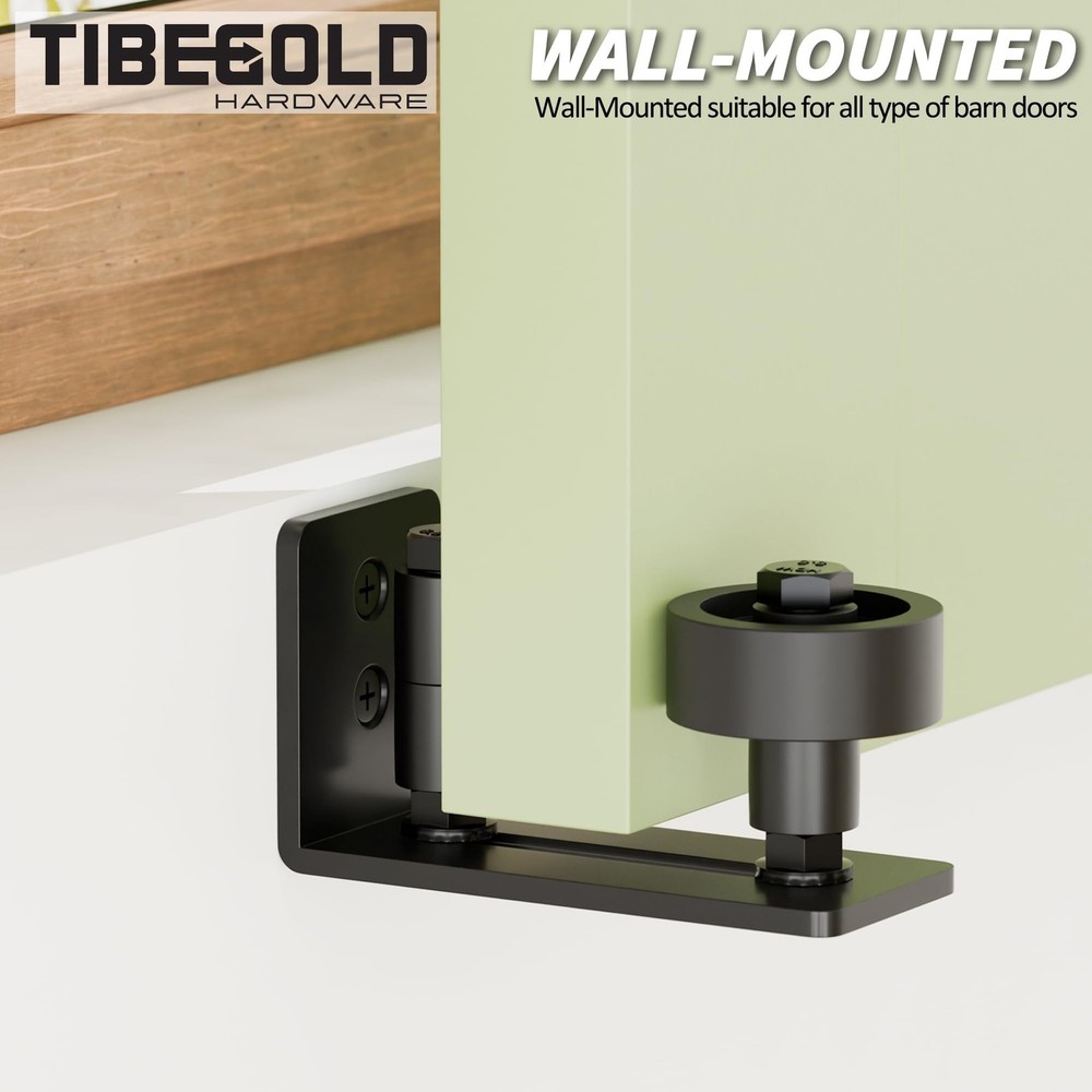 Barn Door Floor Guide, Wall Mounted Barn Door Rollers for Bottom Adjustable R...