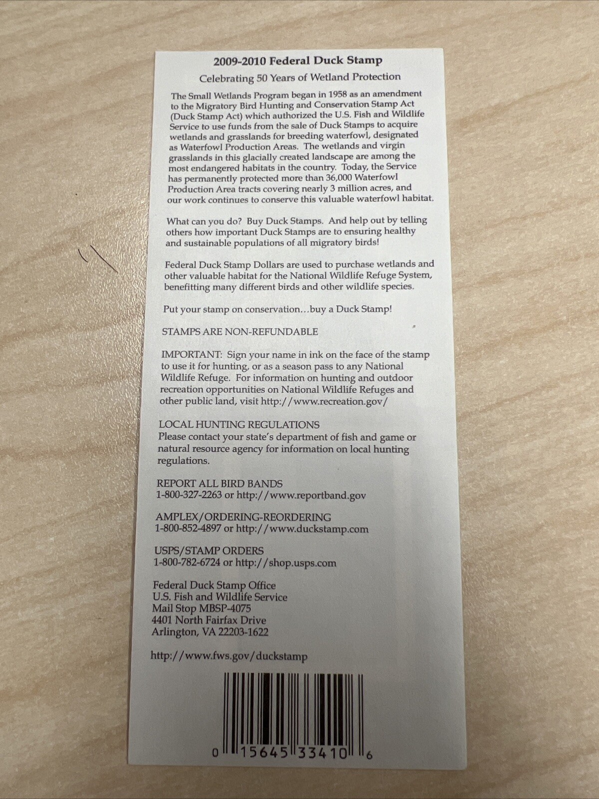 #RW76A 2009 / 2010 - US Federal Duck Stamp - LotP **New From Sealed Pack**