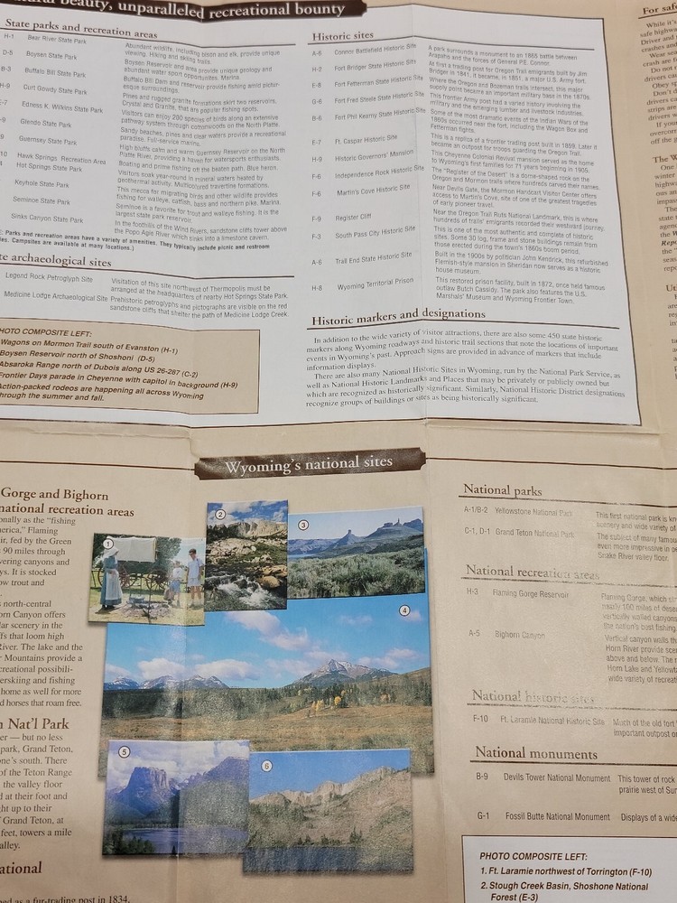 Wyoming Highway Foldable Map Travel planning