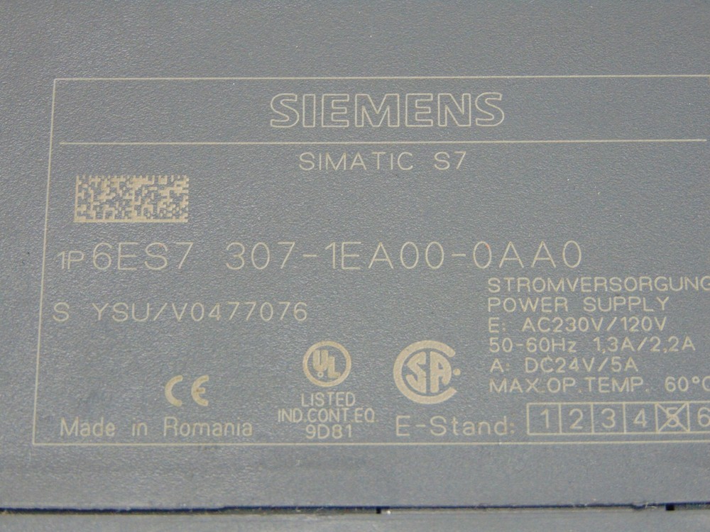 SIEMENS 6ES7 307-1EA00-0AA0 SIMATIC S7 POWER SUPPLY missing front cover
