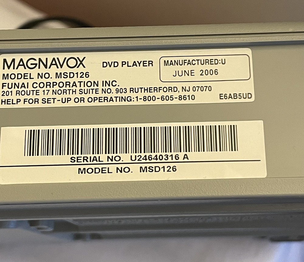 Magnavox DVD Player MSD126 No Remote Control